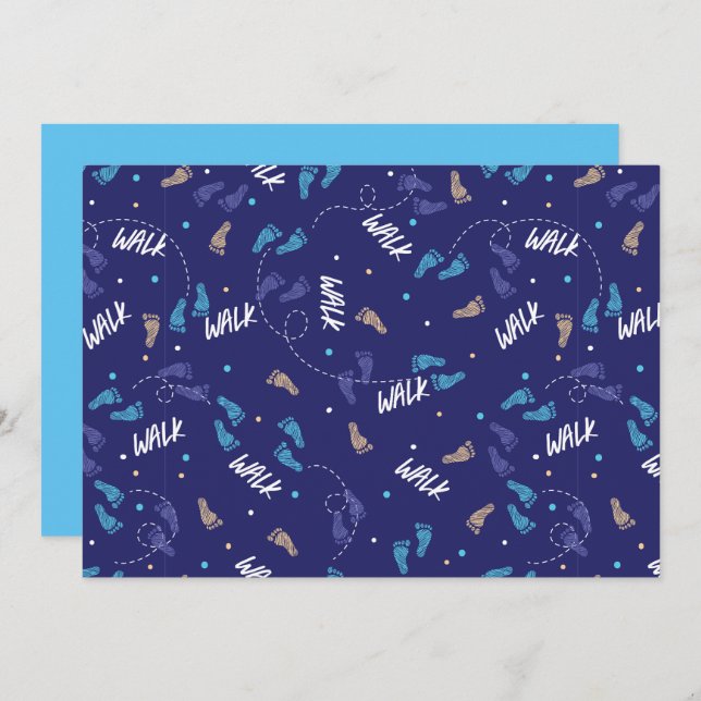 Walking Together: Adventure Footprint Silhouette  Holiday Card (Front/Back)