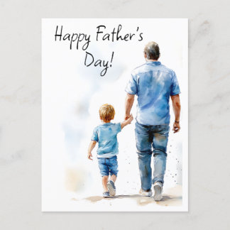 Walking Together Father's Day Postcard