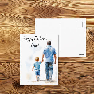 Walking Together Father's Day Postcard