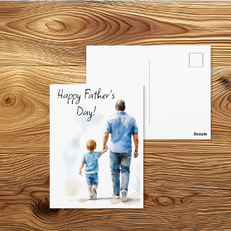 Walking Together Father's Day Postcard