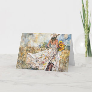 Walking Towards Forever with Sunflowers Card