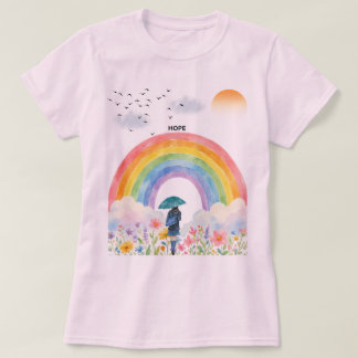 Walking Towards Rainbows – "HOPE" Watercolor Illus T-Shirt