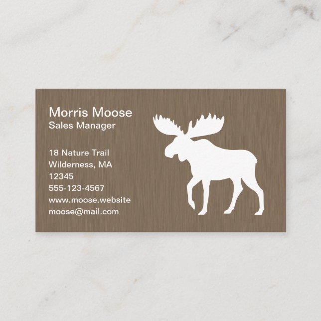 Walking White Moose Silhouette | Wildlife Animal Business Card (Front)