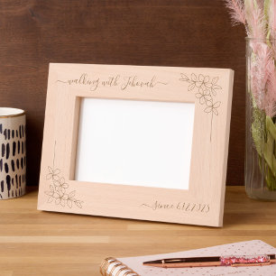 Walking with Jehovah Since 20xx Floral Script Etched Frames