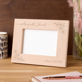 Walking with Jehovah Since 20xx Floral Script Etched Frames