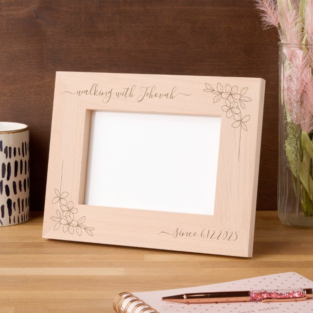 Walking with Jehovah Since 20xx Floral Script Etched Frames (Creator Uploaded)