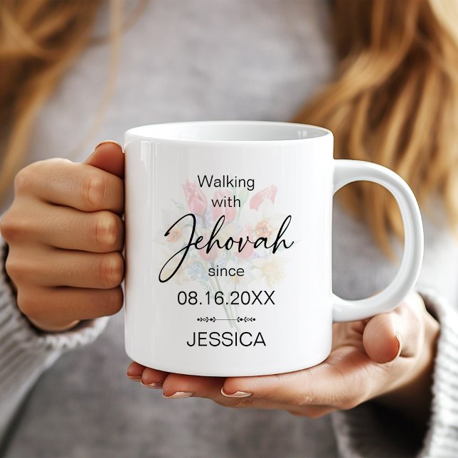 Walking with Jehovah Since Floral Baptism Mug (Creator Uploaded)