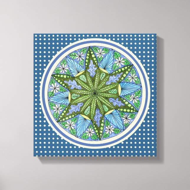 Wall Art Blue Green Yellow Medallion Wall  (Front)