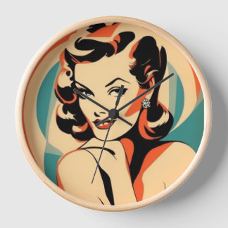 Wall Art Decor Clock Art Deco Women Pin Up Style