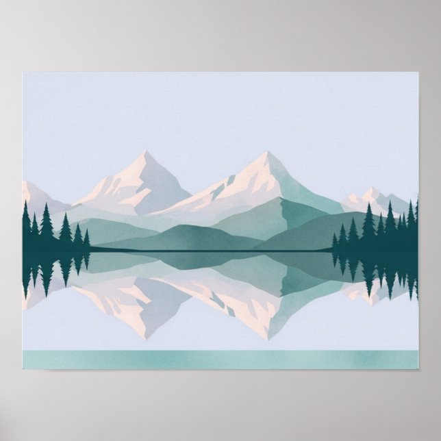 Wall art of a view of two mountains in calm colour (Front)