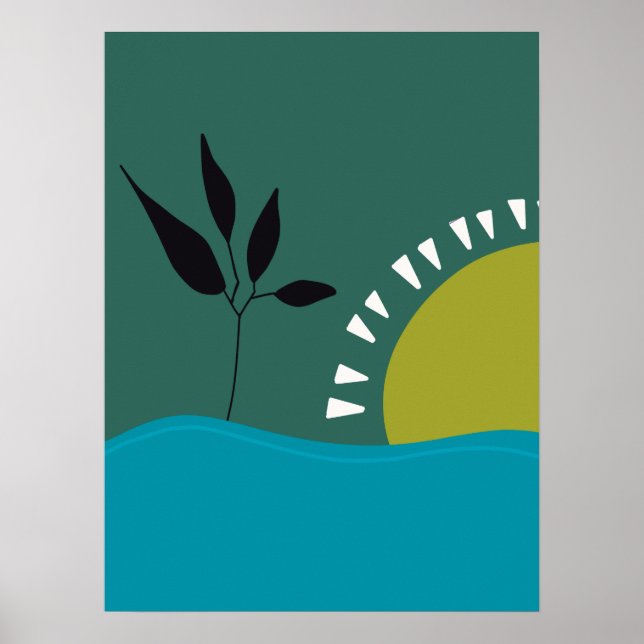 wall art poster minimalist green sun trendy (Front)