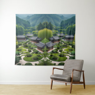 "Wall Art that Whispers Peace – Scenic Mountain Tapestry
