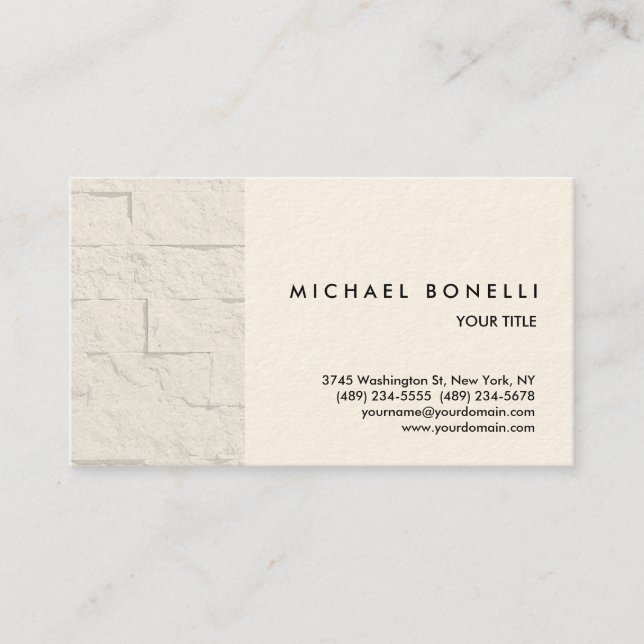 Wall Brick Grey Cream Professional Business Card (Front)