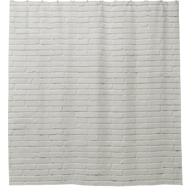 Wall bricks white white brick wall shower curtain (Front)