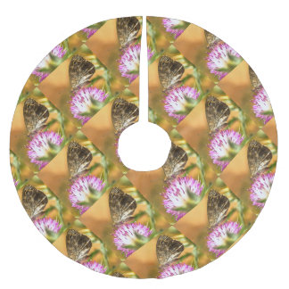Wall Brown Butterfly Lasiommata megera Painting Brushed Polyester Tree Skirt