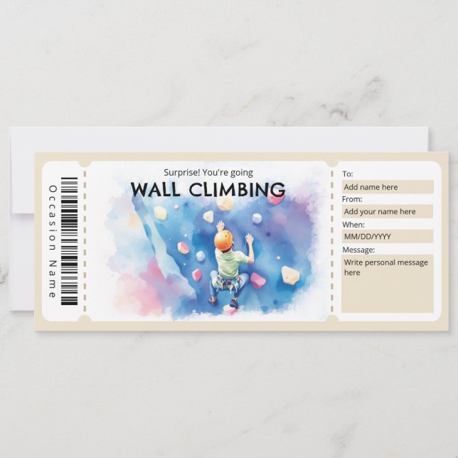 Wall Climbing Gift Certificate Invitation (Front)