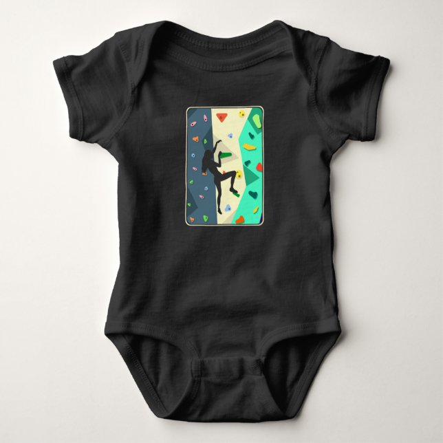 Wall Climbing Girl Indoor Bouldering Woman Baby Bodysuit (Front)