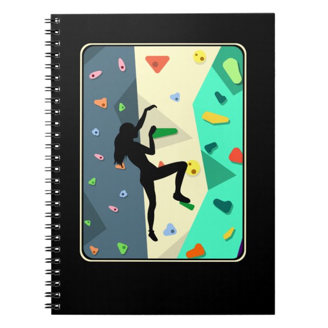 Wall Climbing Girl Indoor Bouldering Woman Notebook (Front)