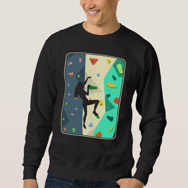 Wall Climbing Girl Indoor Bouldering Woman Sweatshirt (Front)