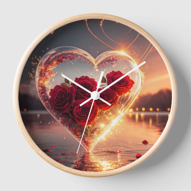 Wall Clock, 10" Round Natural Wood Frame  Clock (Front)