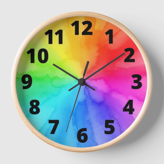 Wall Clock, 10" Round Natural Wood Frame Clock (Front)
