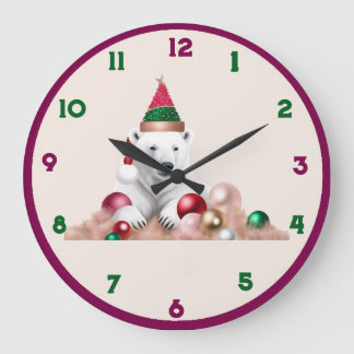Wall Clock, 10" Round Natural Wood Frame Large Clock