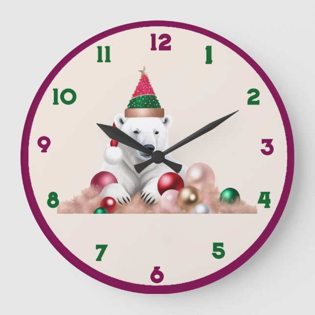     Wall Clock, 10" Round Natural Wood Frame Large Clock (Front)