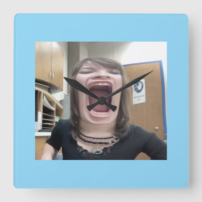 Wall Clock, 10" Round Natural Wood Frame Square Wall Clock (Front)