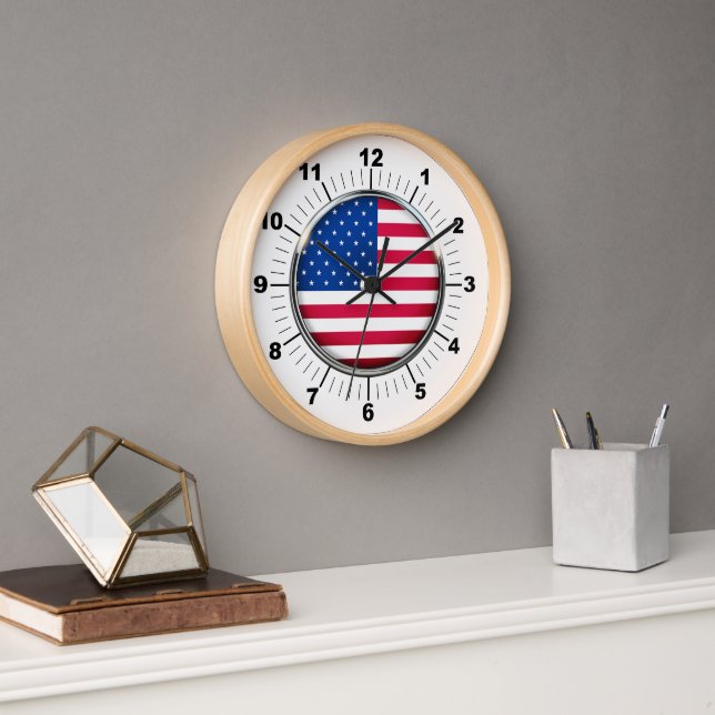Wall Clock, 10" Round Natural Wood Frame USA Clock (Office)