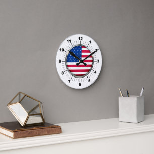 Wall Clock, 8" Round Acrylic USA Round Clock