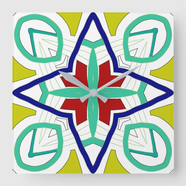 Wall Clock, A colourful classic design  Square Wal Clock (Front)