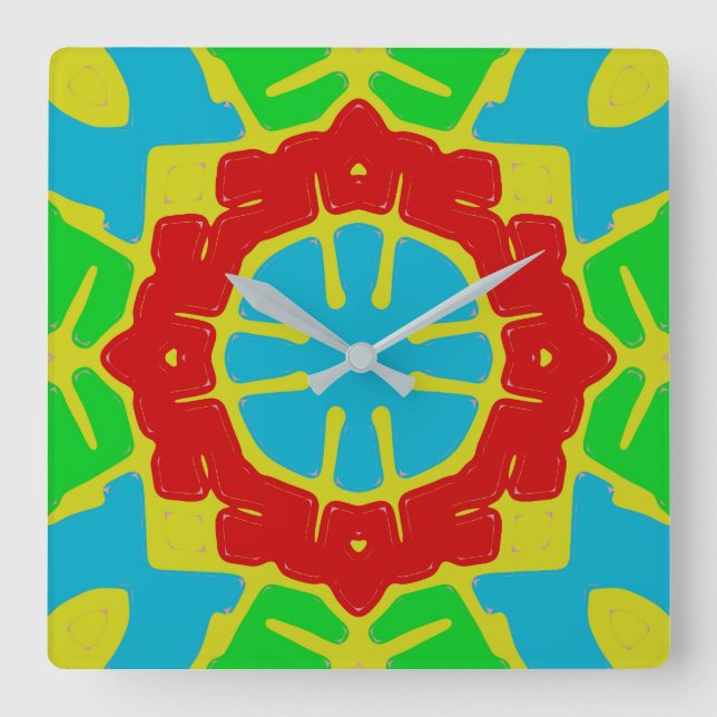 Wall Clock, A cute colourful classic design   Square Wall Clock (Front)