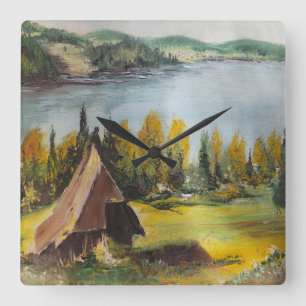 Wall Clock Ann Hayes Painting Chalet On The Lake