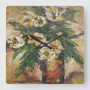 Wall Clock Ann Hayes Painting Yellow Flowers