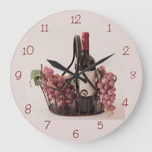 Wall Clock Basket w/ Wine and Grapes Opt. 2