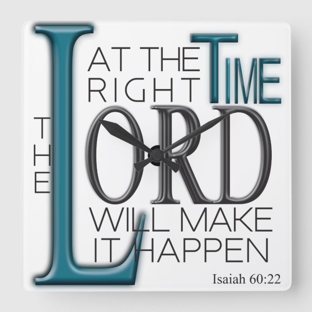 Wall Clock, Bible Verse, Isaiah 60:22 Square Wall Clock (Front)