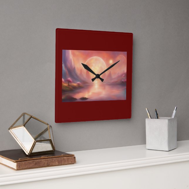 Wall Clock   Burgundy colour, Abstract (Office)
