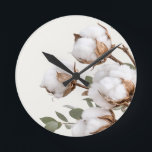 Wall Clock Cotton Botanical Neutral Art<br><div class="desc">Add timeless farmhouse charm to your space with this cotton botanical wall clock. Featuring delicate cotton blossoms in a soft neutral style, this design blends beautifully with farmhouse, French country, and cottage inspired interiors. The natural cotton artwork and warm neutral tones create a relaxed rustic feel that works perfectly in...</div>