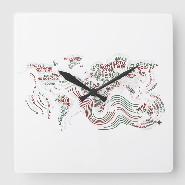 Wall Clock Decor | Earth typographic Design (Front)