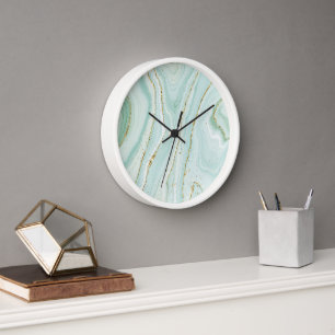 Wall Clock elegant hand painted liquid marble desi