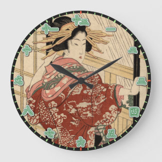 Wall Clock Geisha Lady Japanese Kanji Numerals