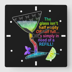 WALL CLOCK - GLASS HALF FULL