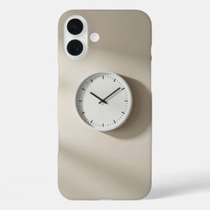 wall clock hanging on clean beige wall iPhone 16 plus case