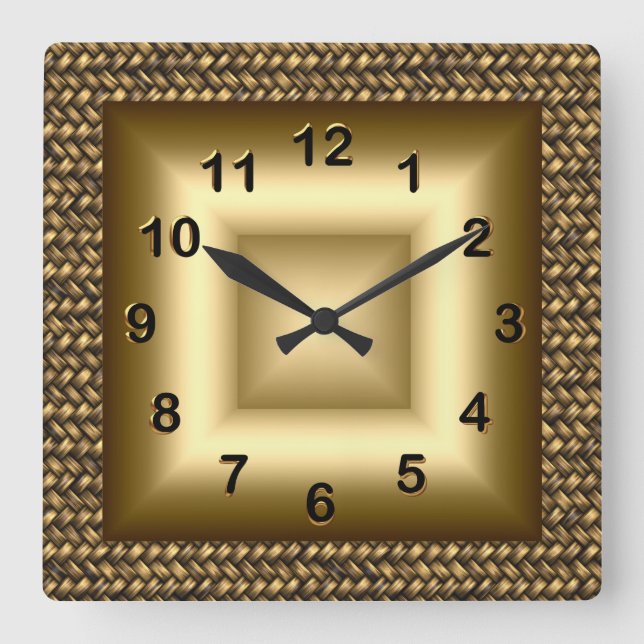 Wall Clock Metal Look Black Bronze Gold 2 (Front)