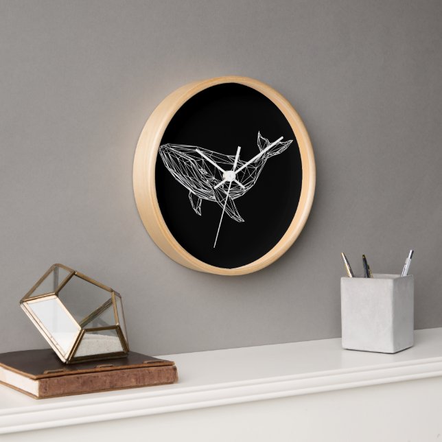 Wall Clock Modern Geometric Whale (Office)