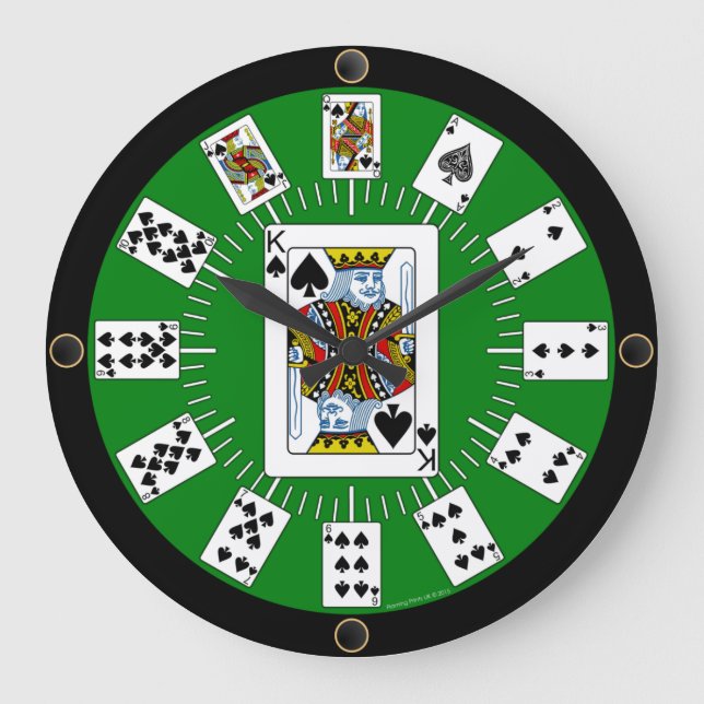 Wall Clock Poker Bridge Playing Cards Spades (Front)