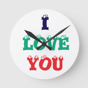 Wall clock printed I love you design printed items