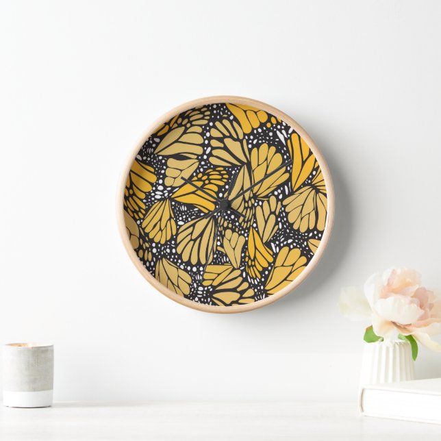 Wall clock printed monarch butterfly (Home)