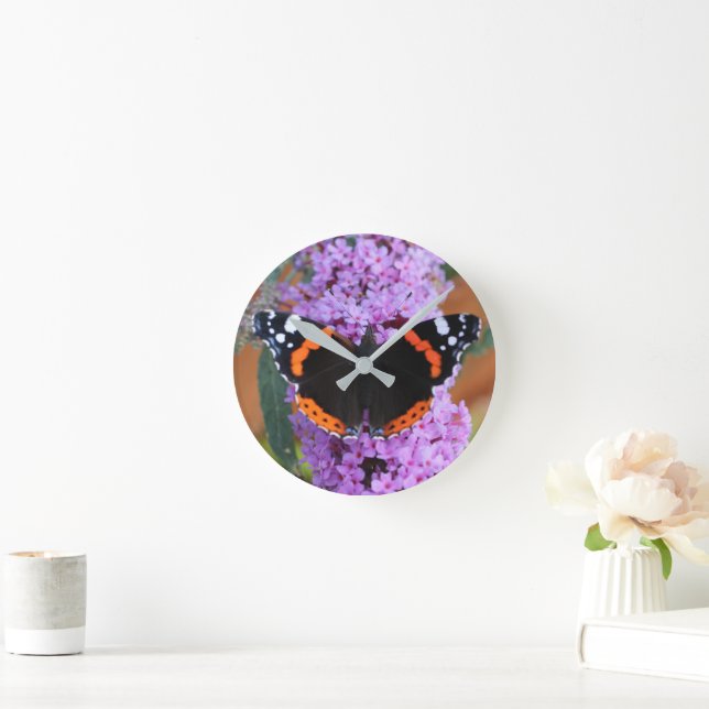 Wall Clock Red Admiral Butterfly (Home)