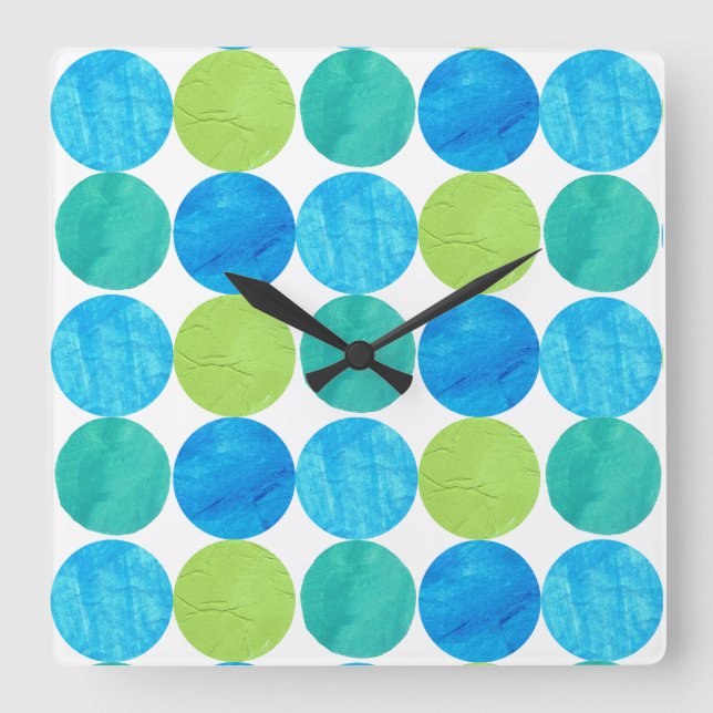 Wall Clock, Square, Blue Moons Pattern Square Wall Clock (Front)